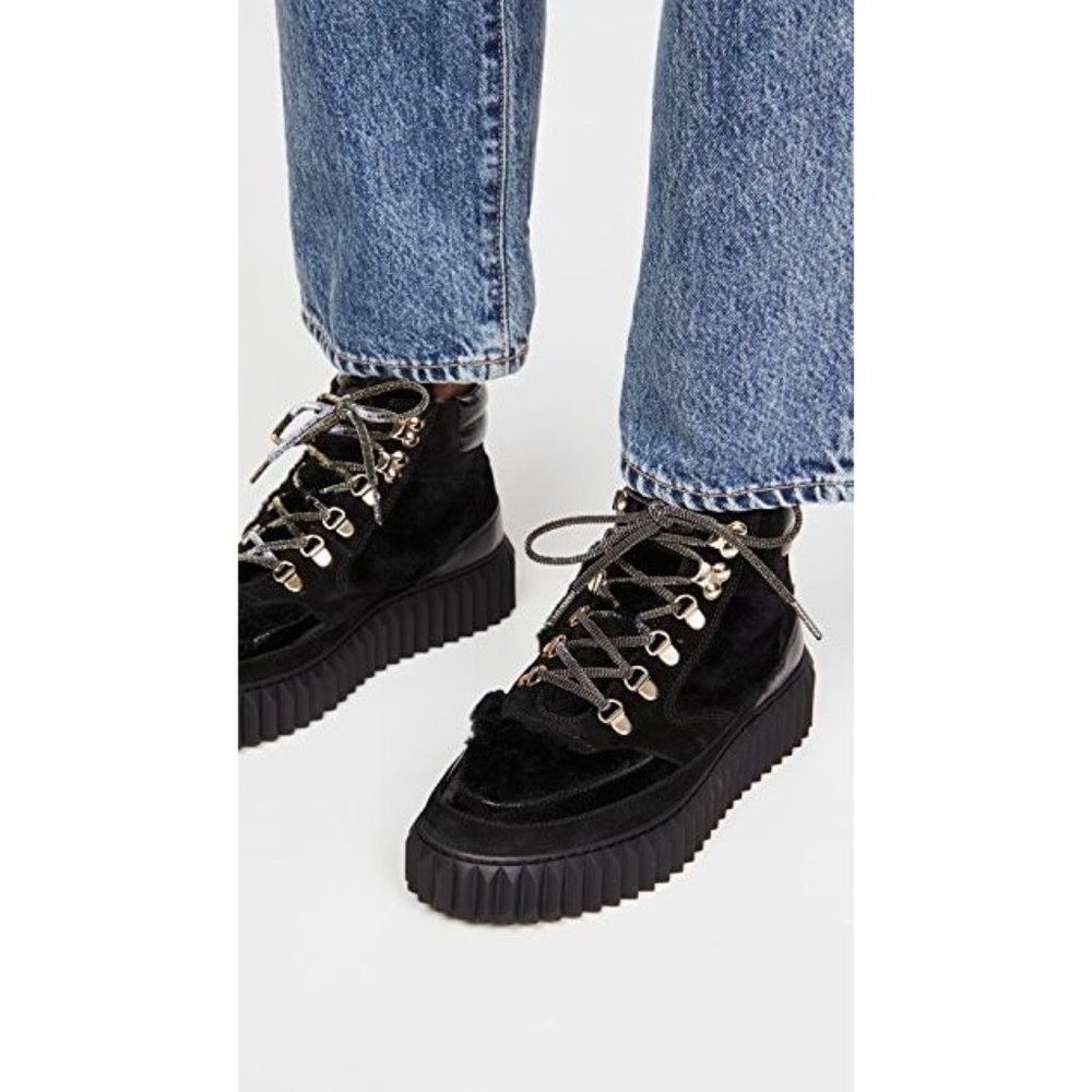 New Voile Blanche Eva Shearling Metallic Leather Womens Hiking Boots Black EU 40 - Picture 13 of 13